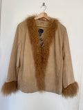 Tan suede mongolian lamb fur jacket