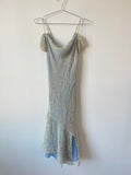 Blue paisley silk dress