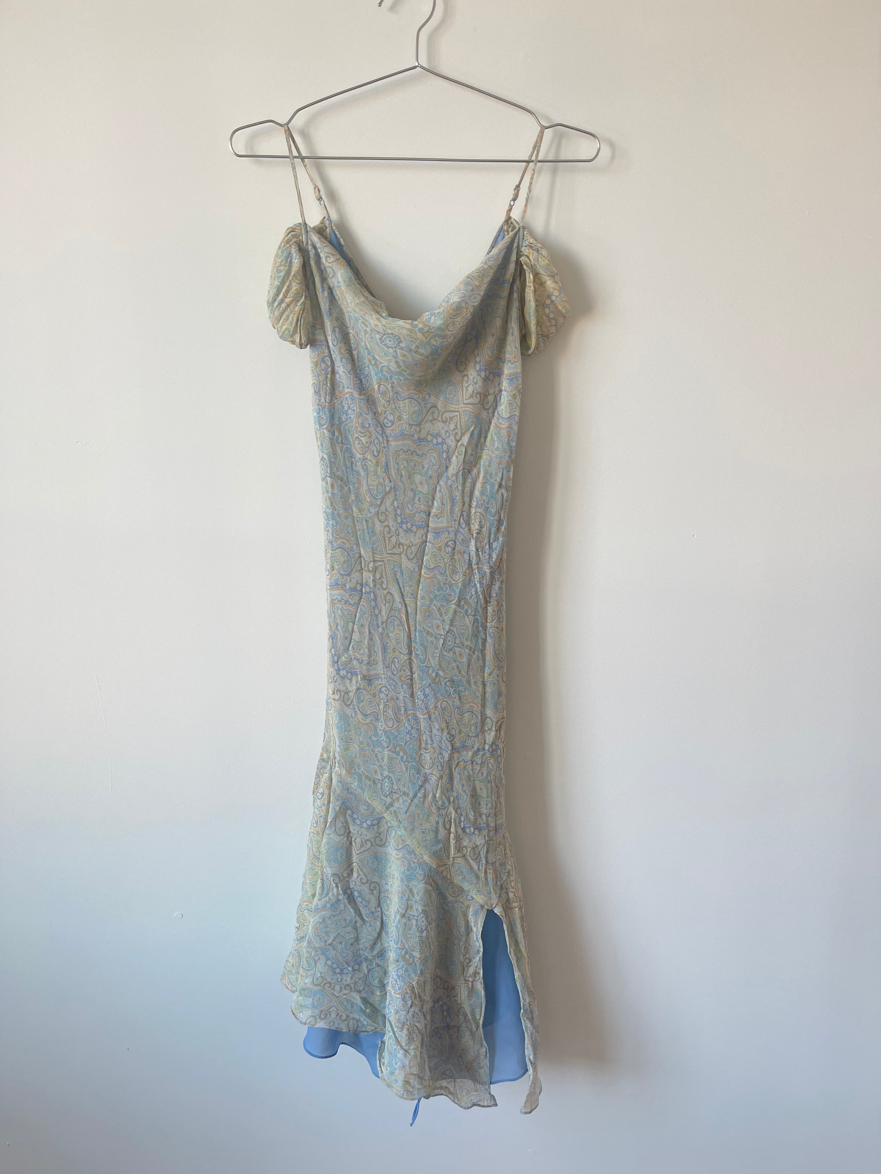 Blue paisley silk dress