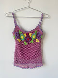 Pink floral crochet top