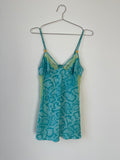 Blue printed lace slip dress