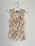 Cream silk floral top
