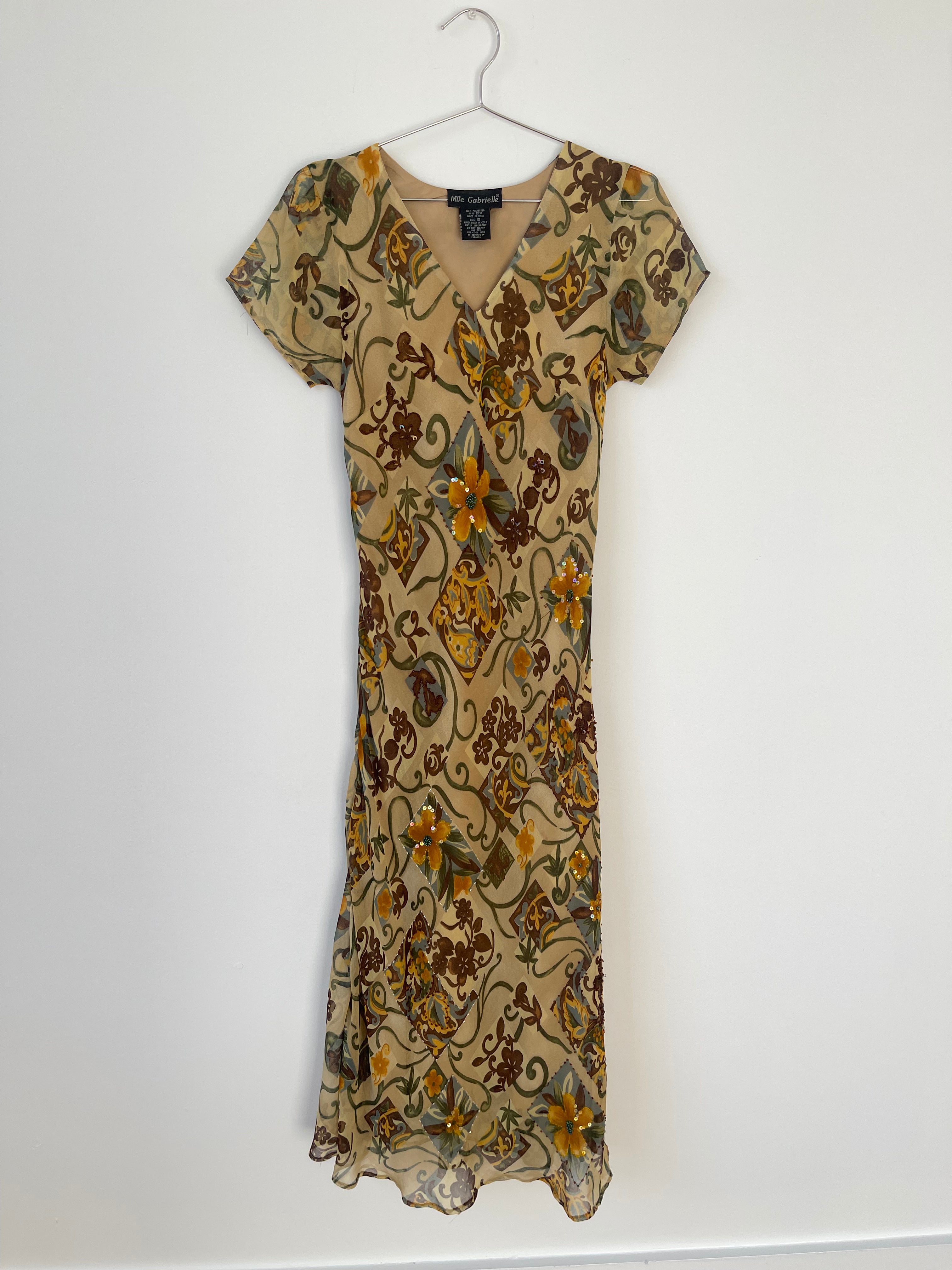 Tan floral dress