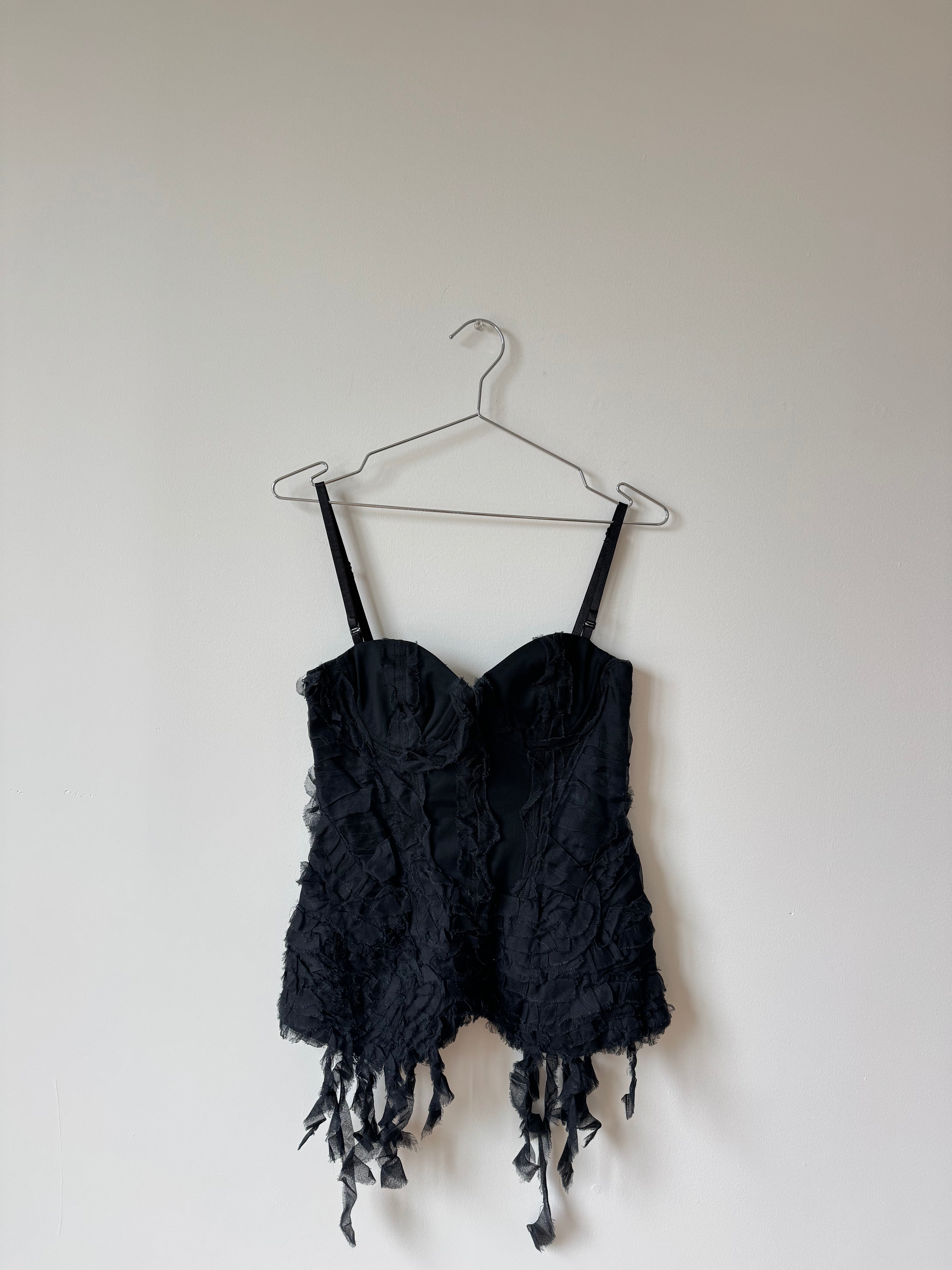 Black ruffle corset top ￼