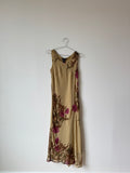 Tan floral beaded maxi dress