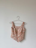 Pink and cream embroidered corset ￼