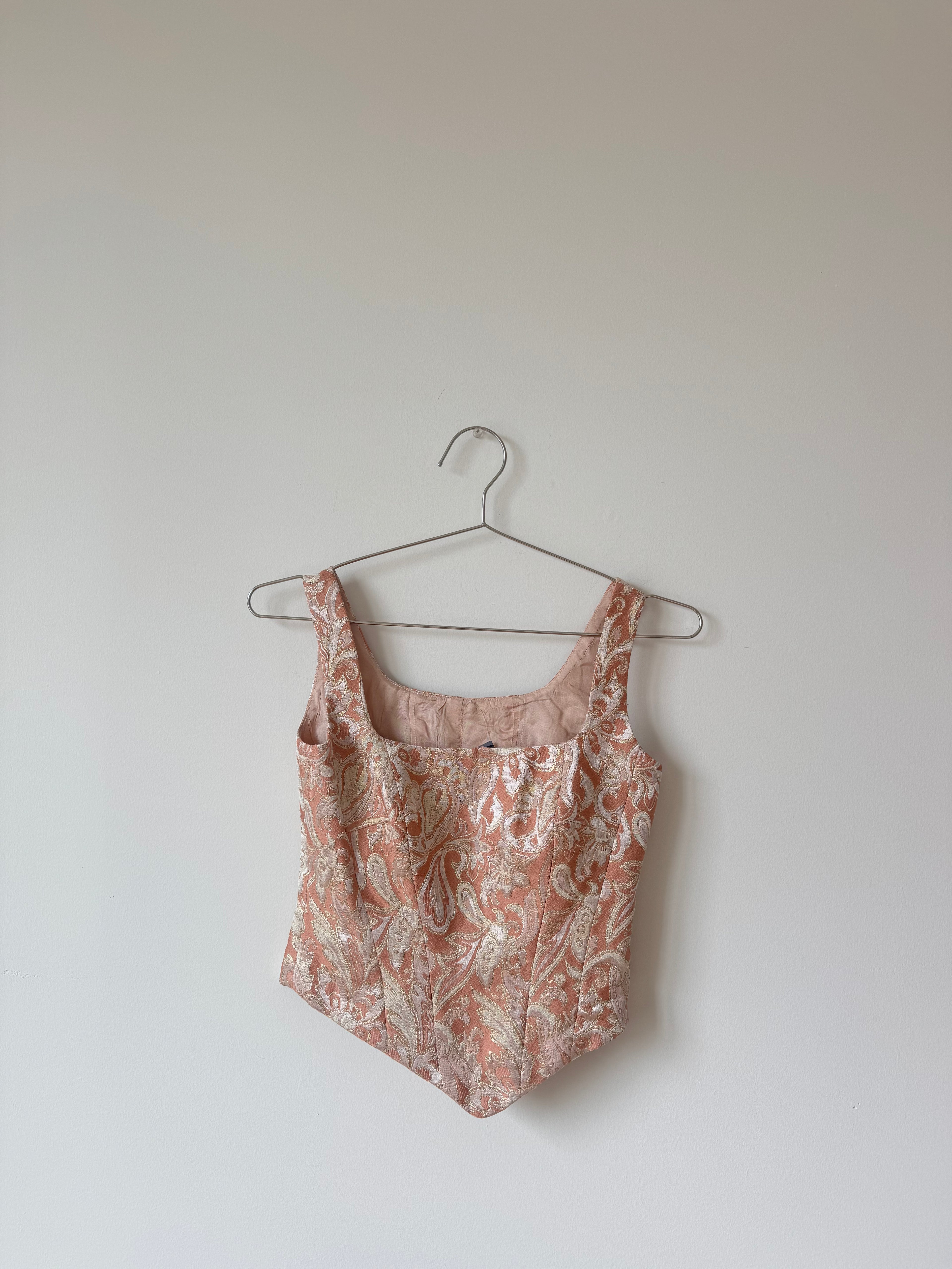 Pink and cream embroidered corset ￼