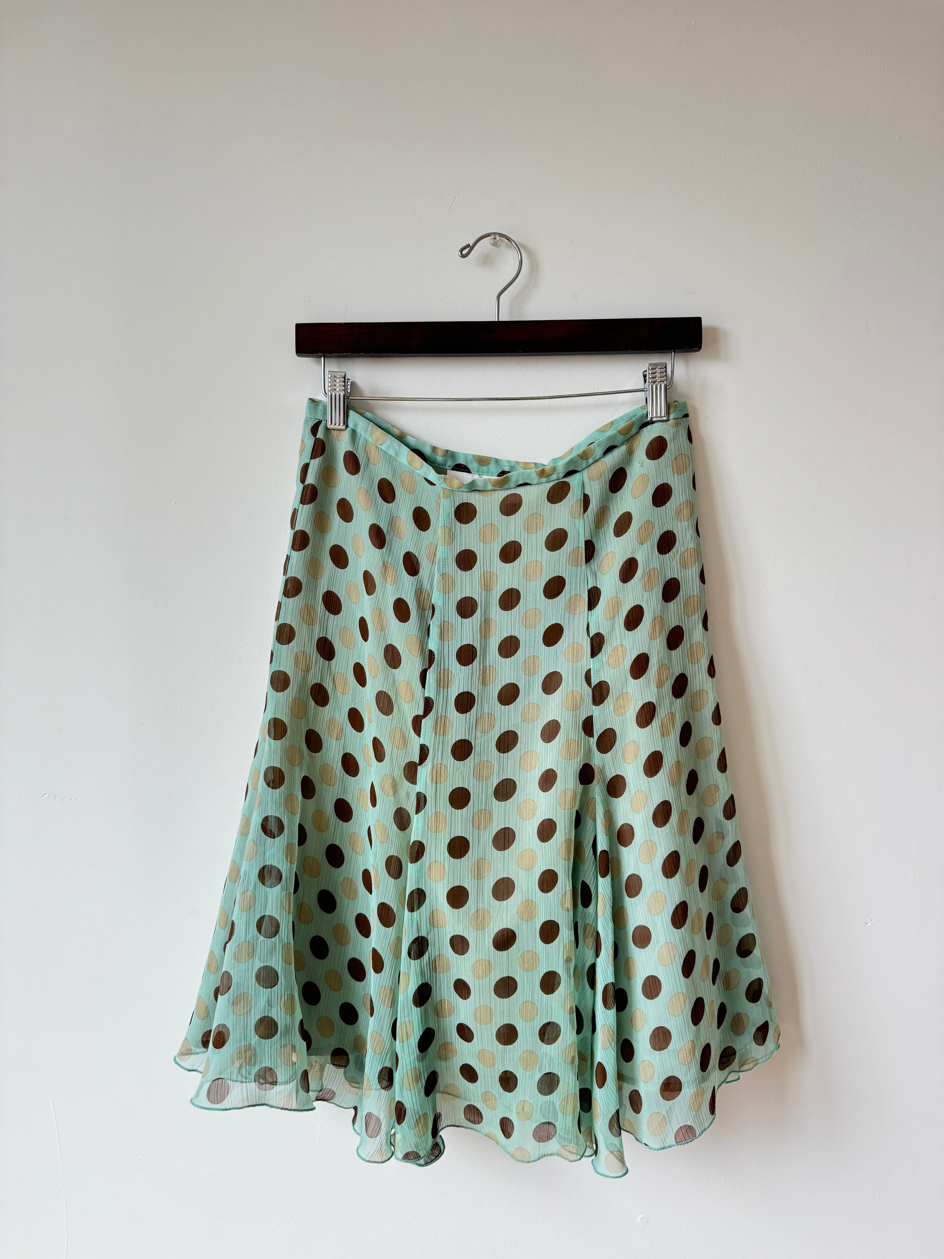 Green polka dot skirt