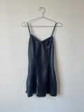 Navy blue silk slip dress