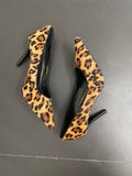 Leopard print pony hair heels