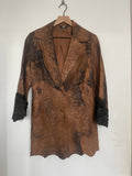 Vintage brown patterned leather blazer