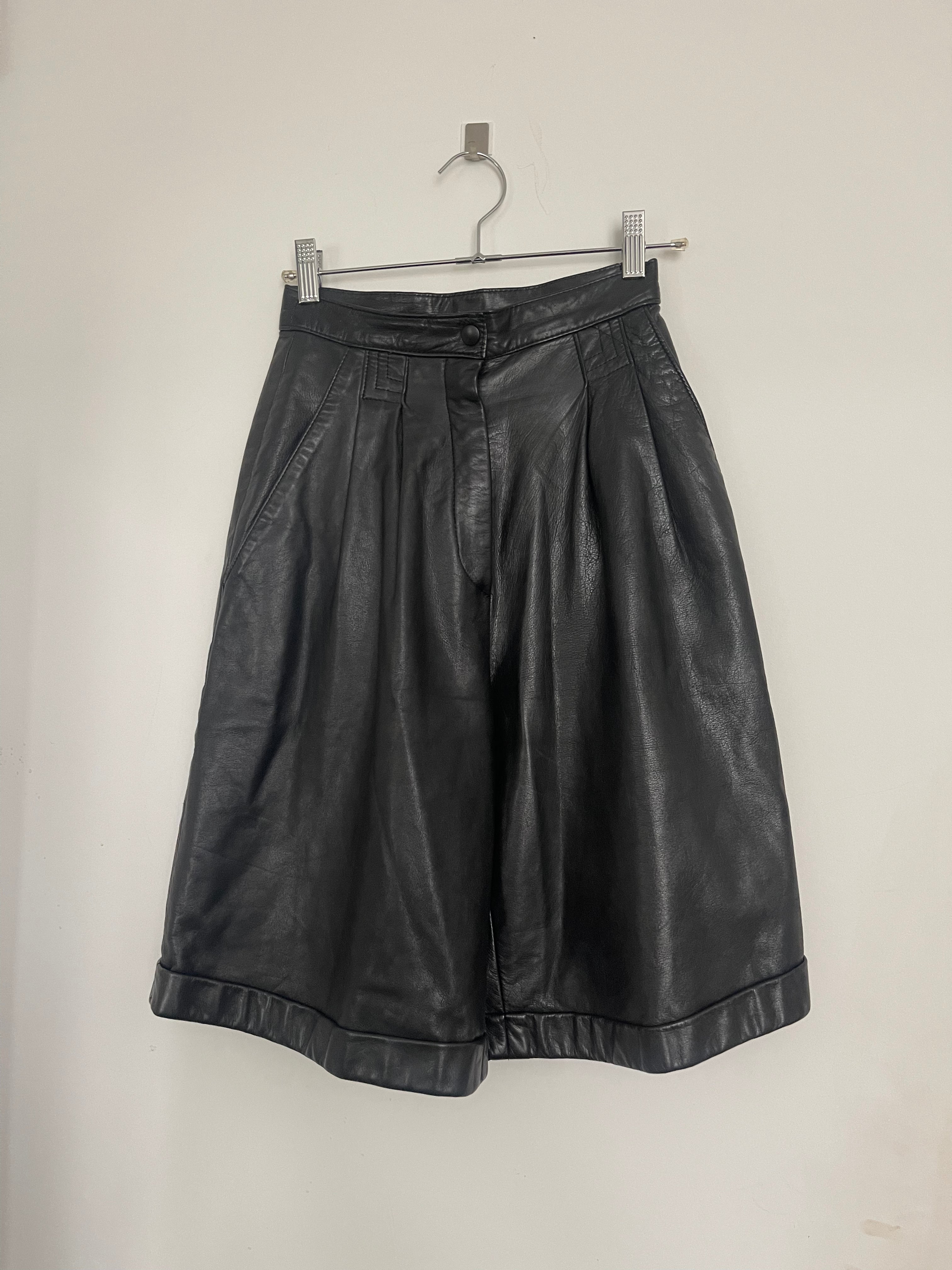 Black leather shorts