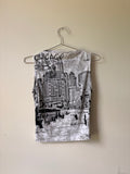 Gazette print upcycled vintage top