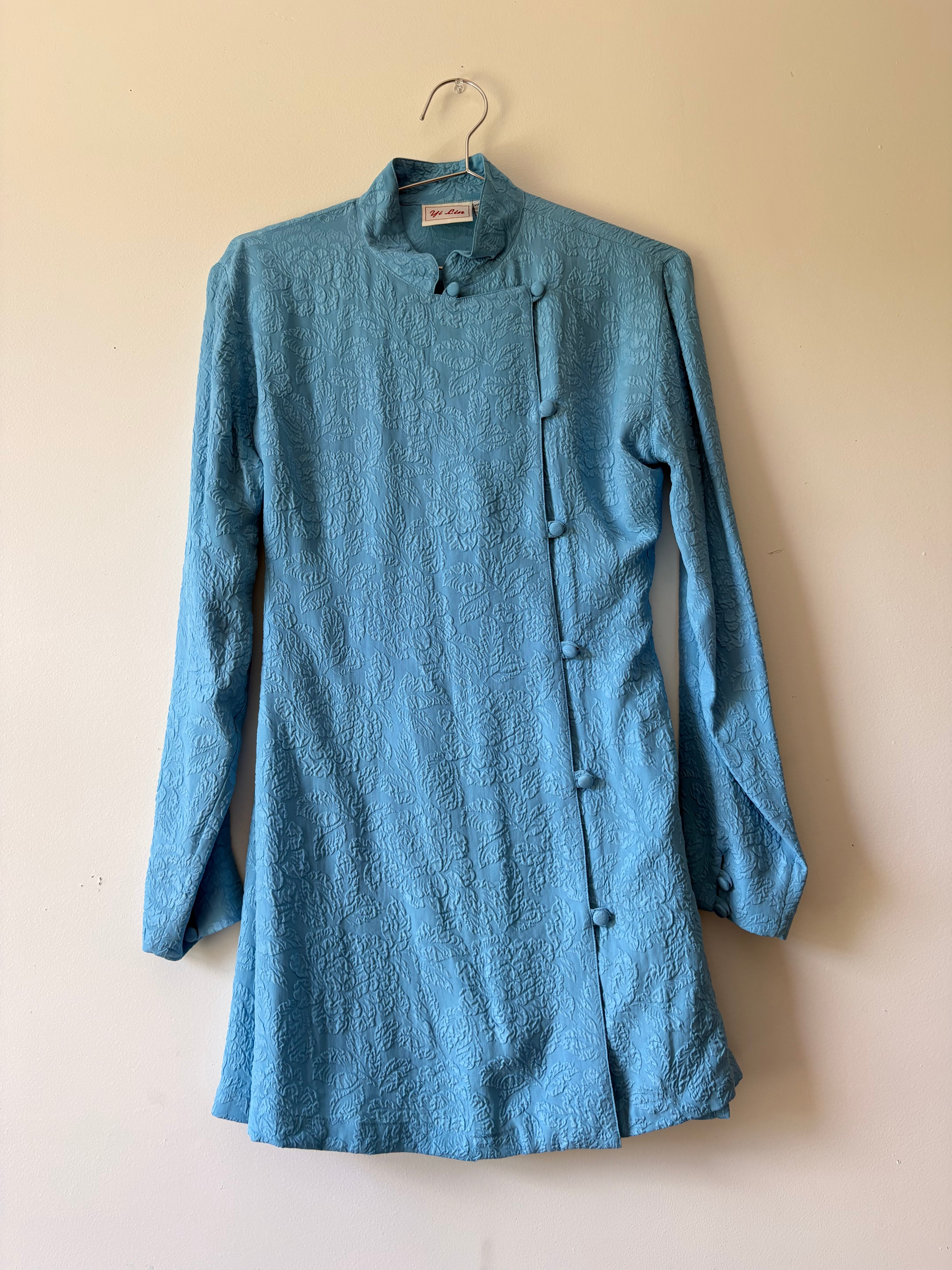 Blue Asian inspired button up dress/top