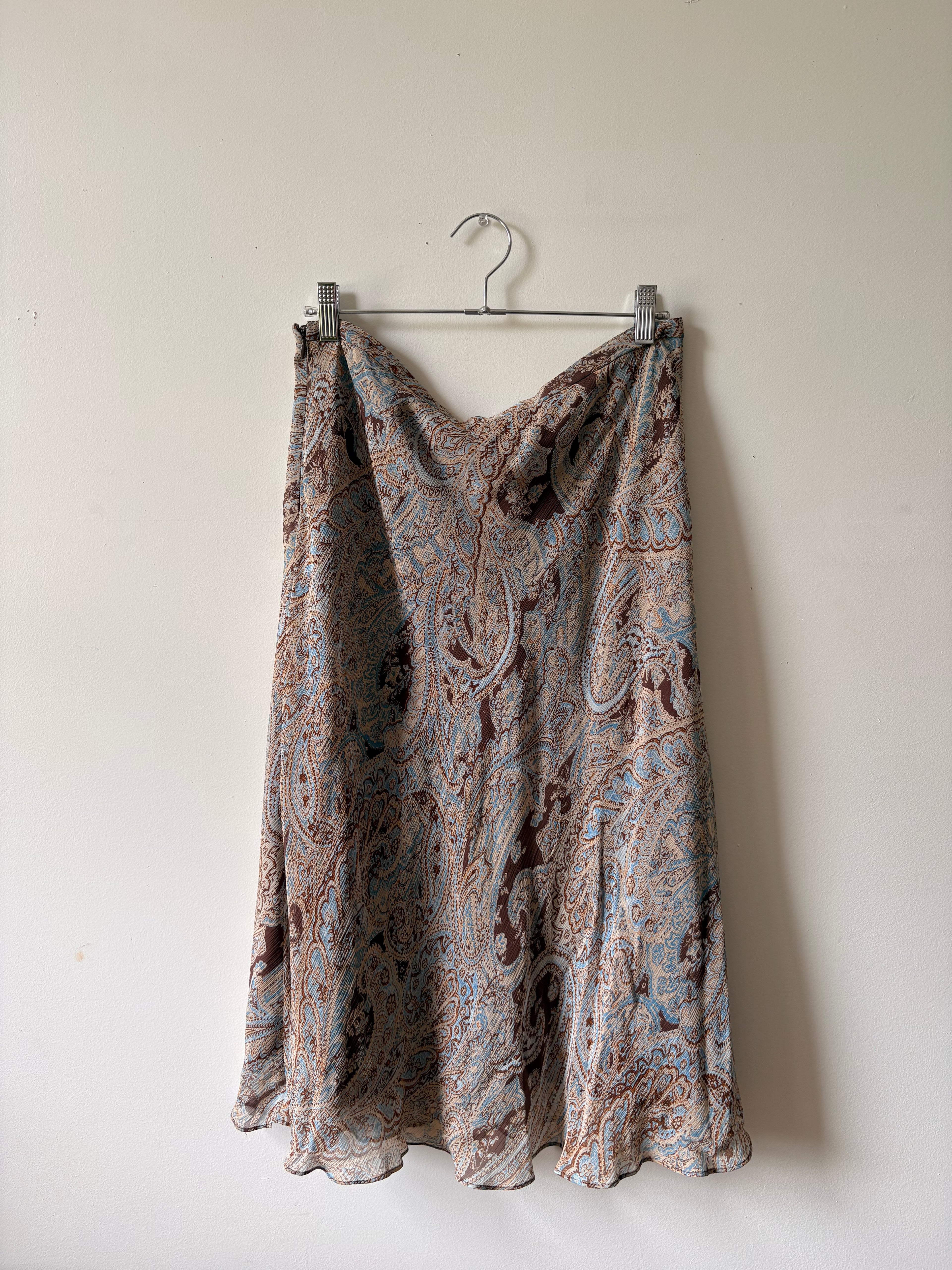Silk paisley midi skirt