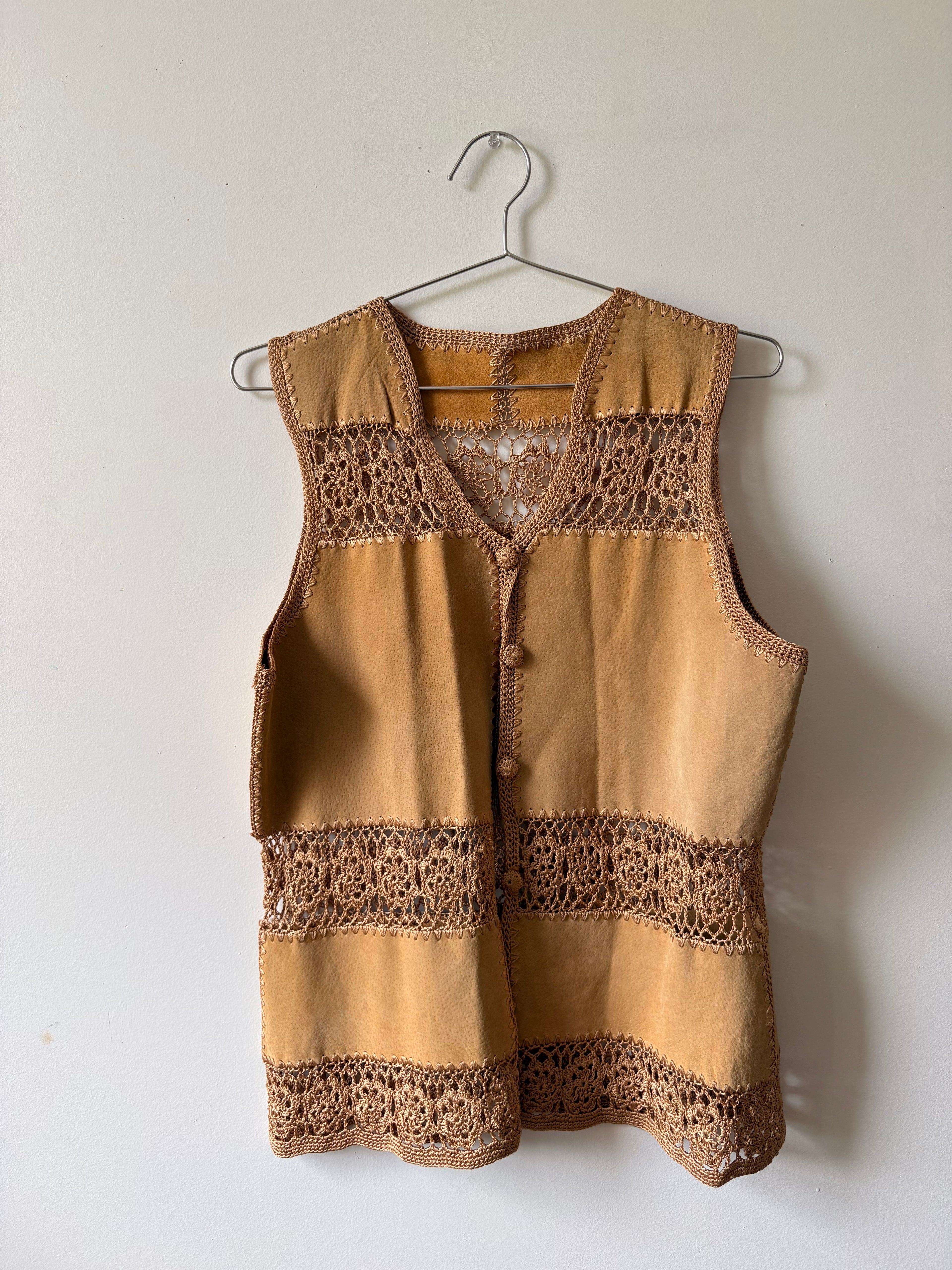 Boho suede knit vest