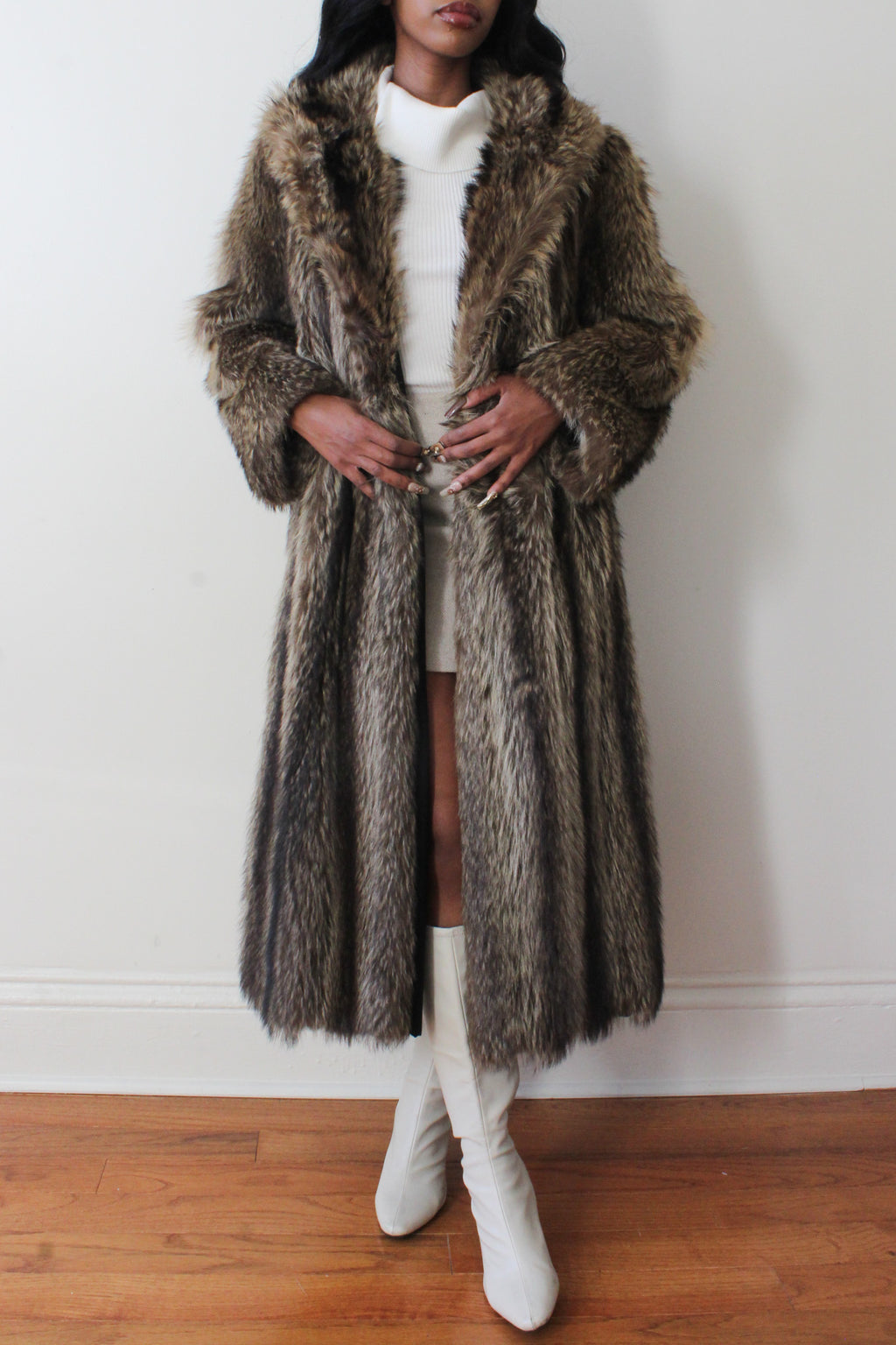 Raccoon fur coat
