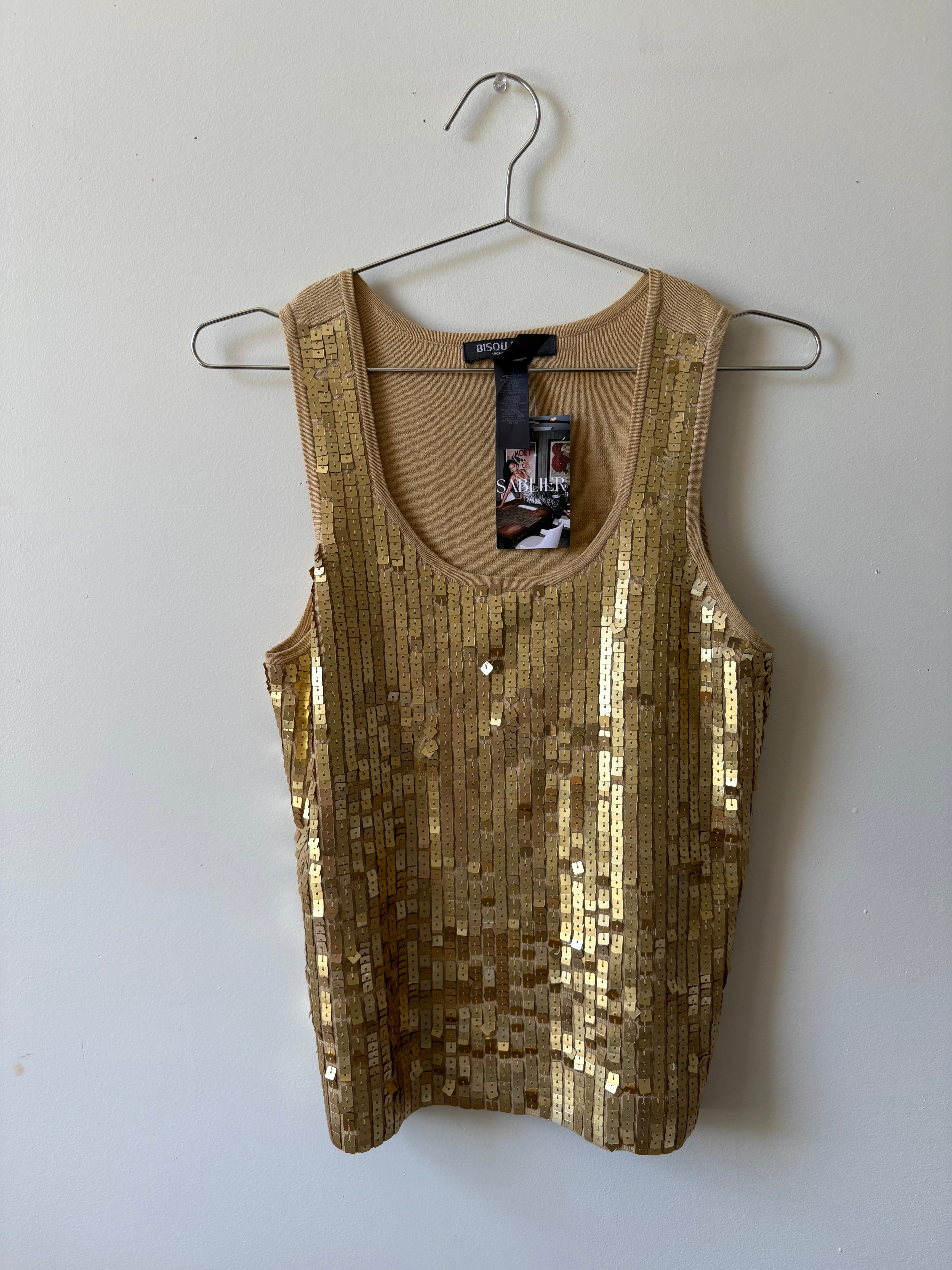 Bisou bisou gold sequin tank