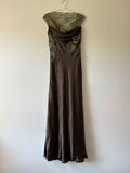 Albert makali green silk slip gown
