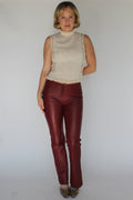 Burgundy leather pants