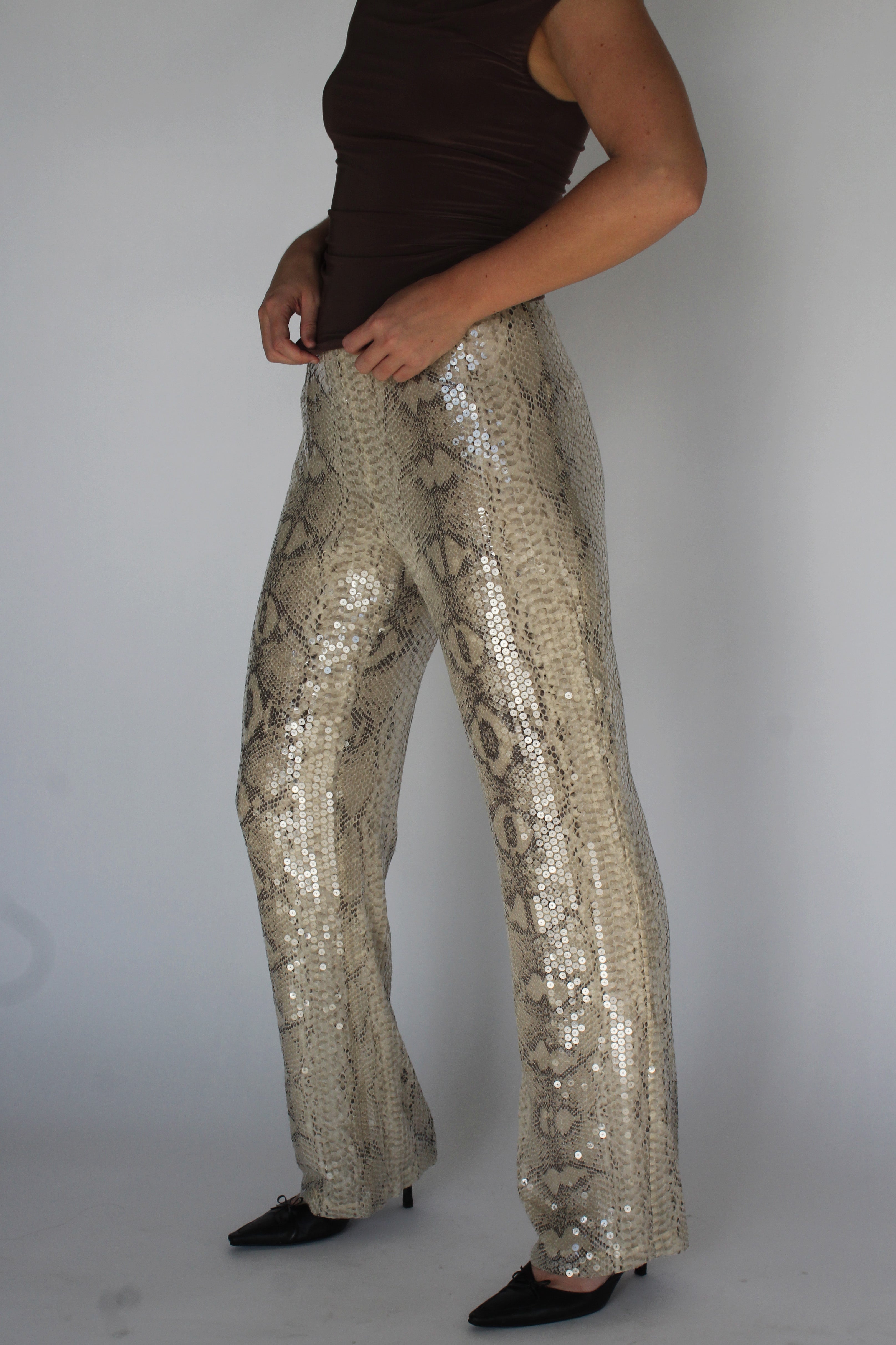 Silk snake print pants