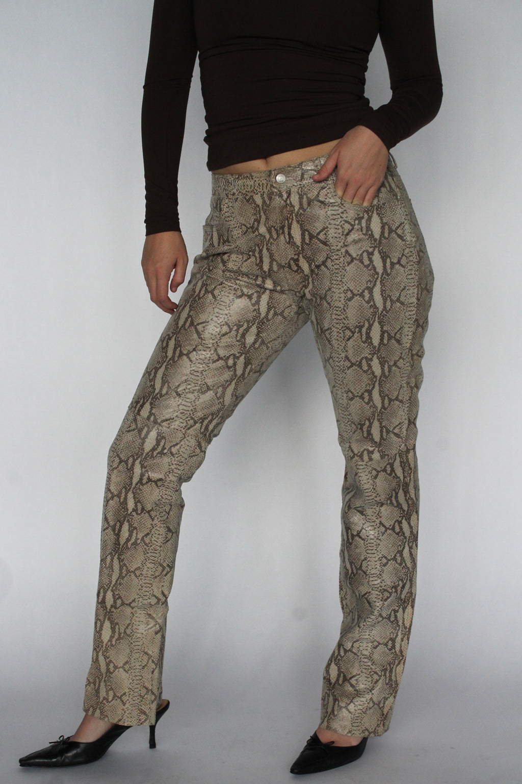 Leather snakeskin pants