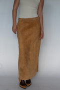 Suede maxi skirt
