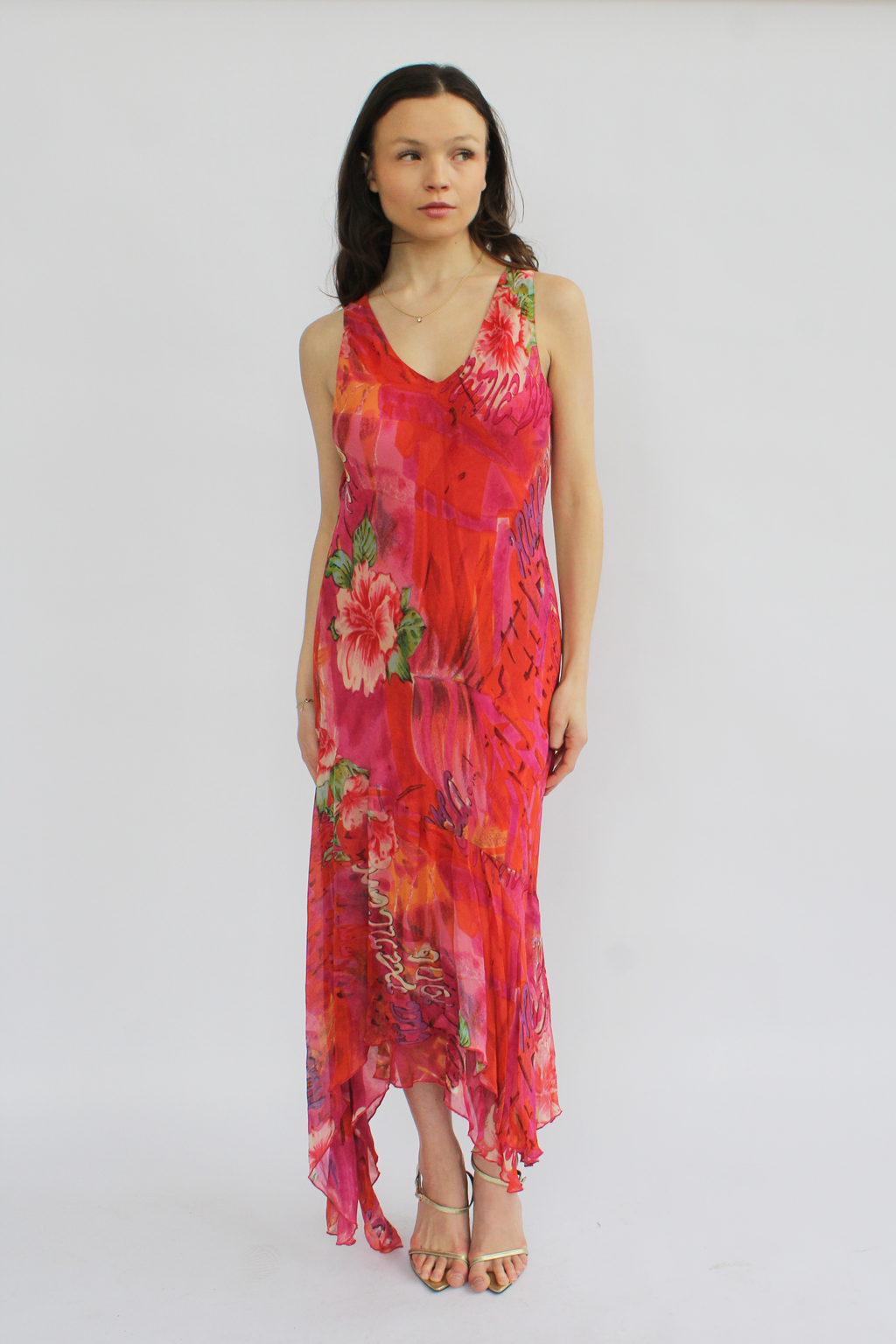 Floral pink maxi dress