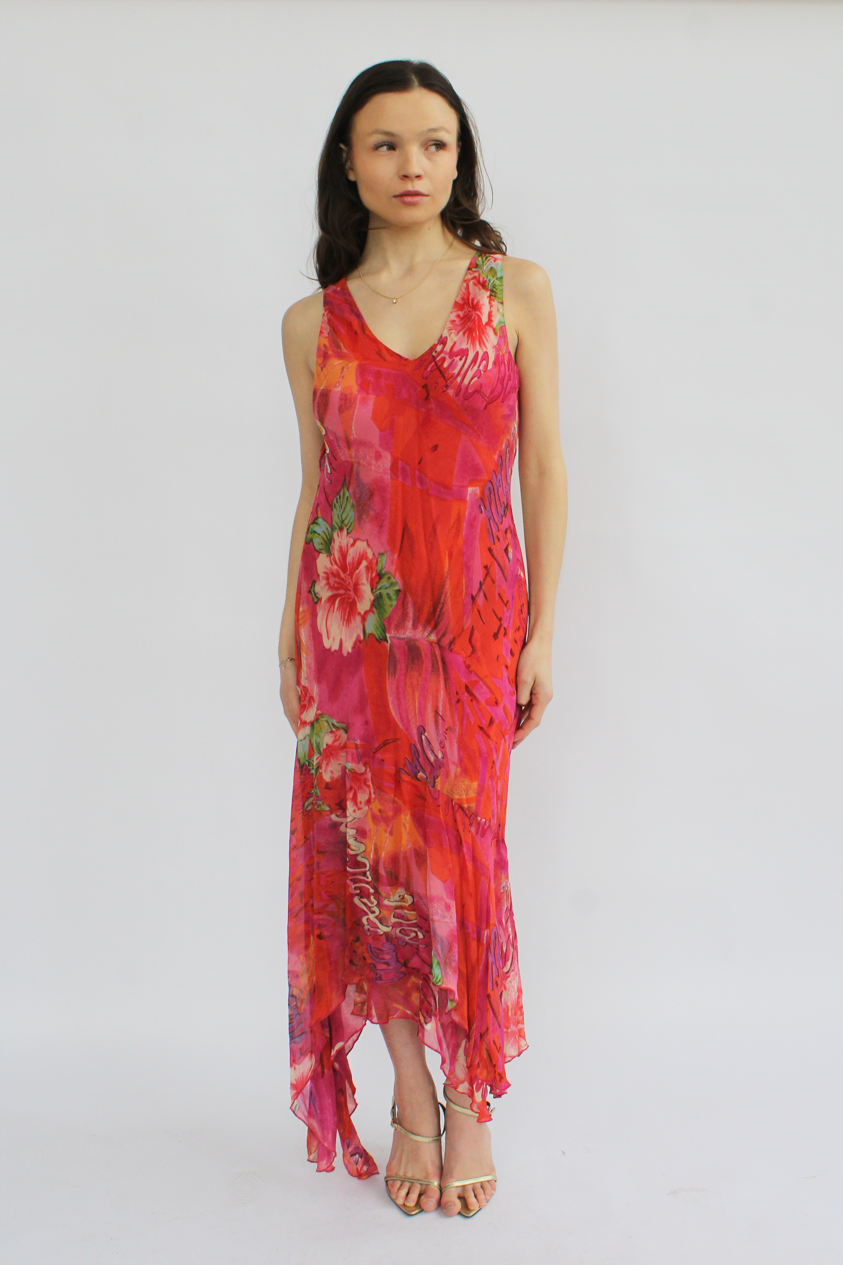 Floral pink maxi dress