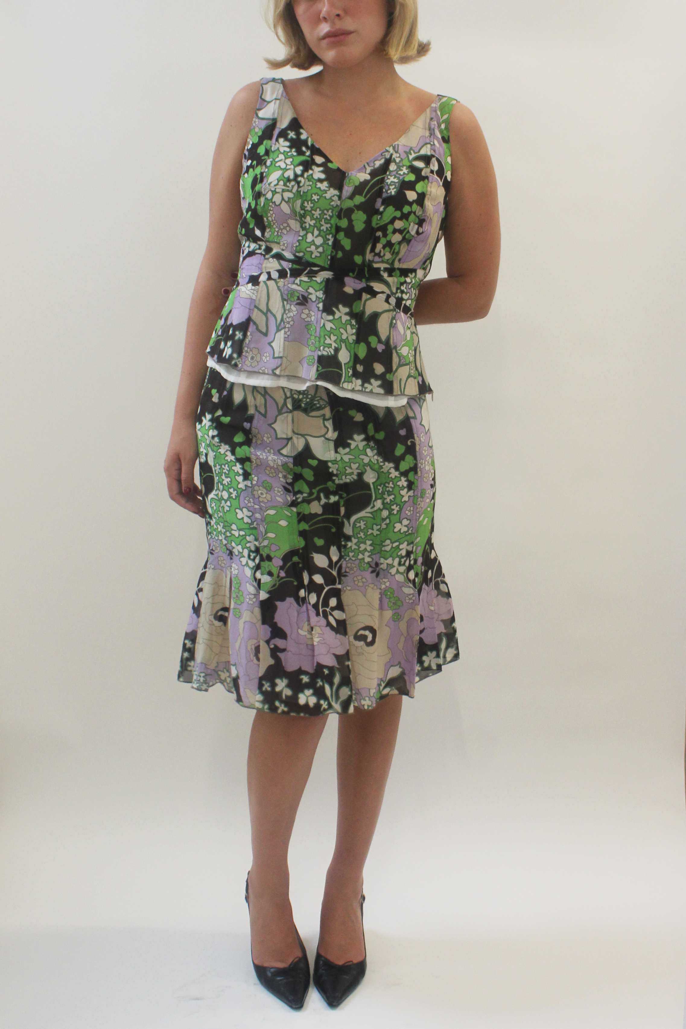 Floral silk two piece set