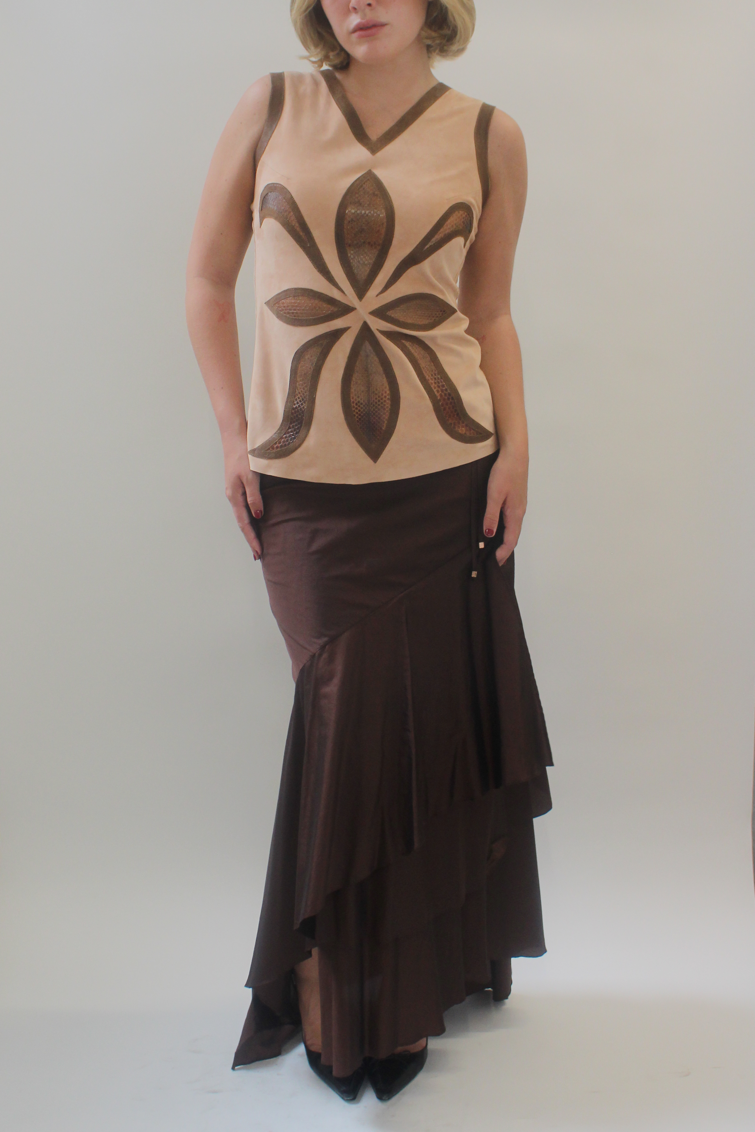 Brown asymmetrical skirt