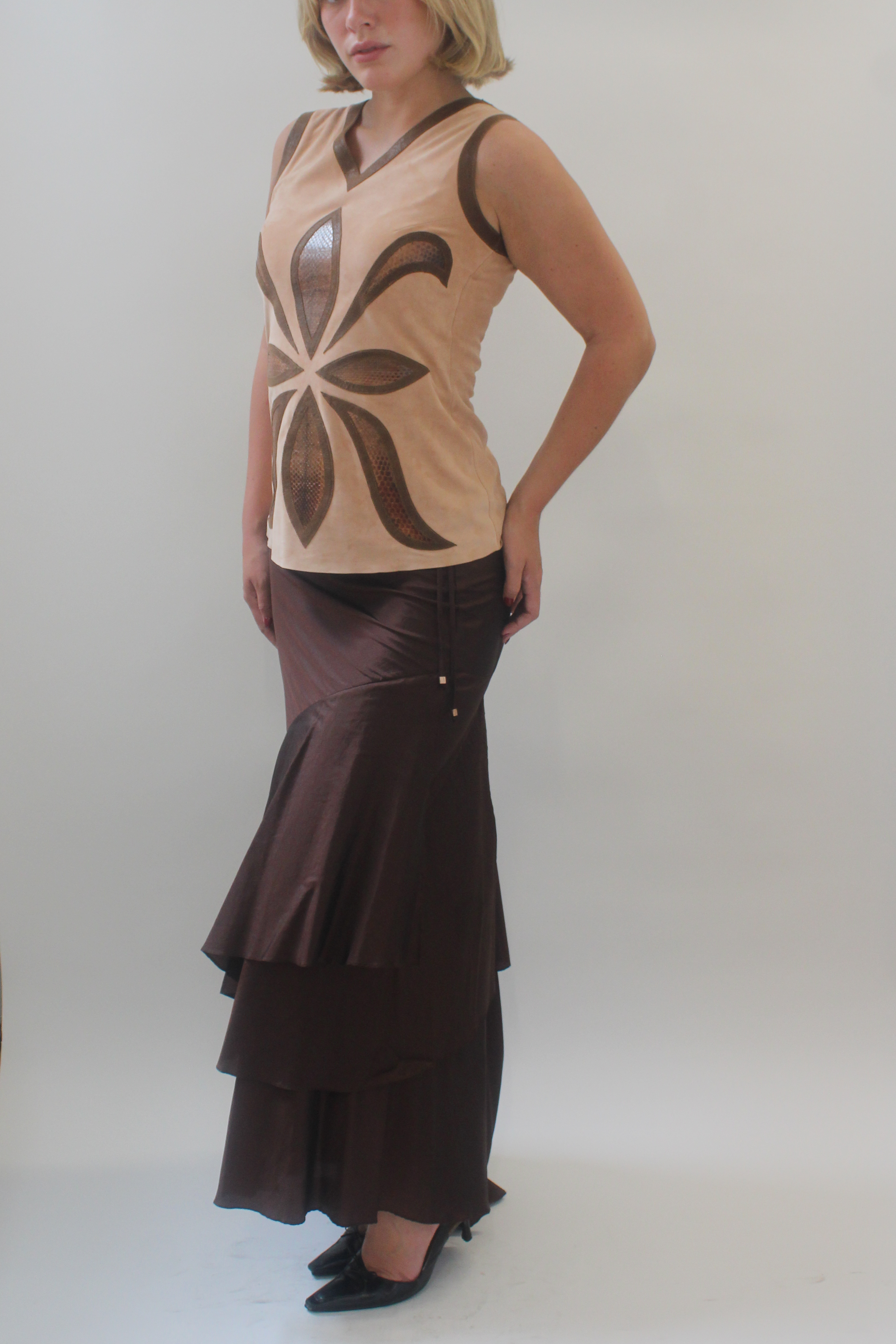 Brown asymmetrical skirt