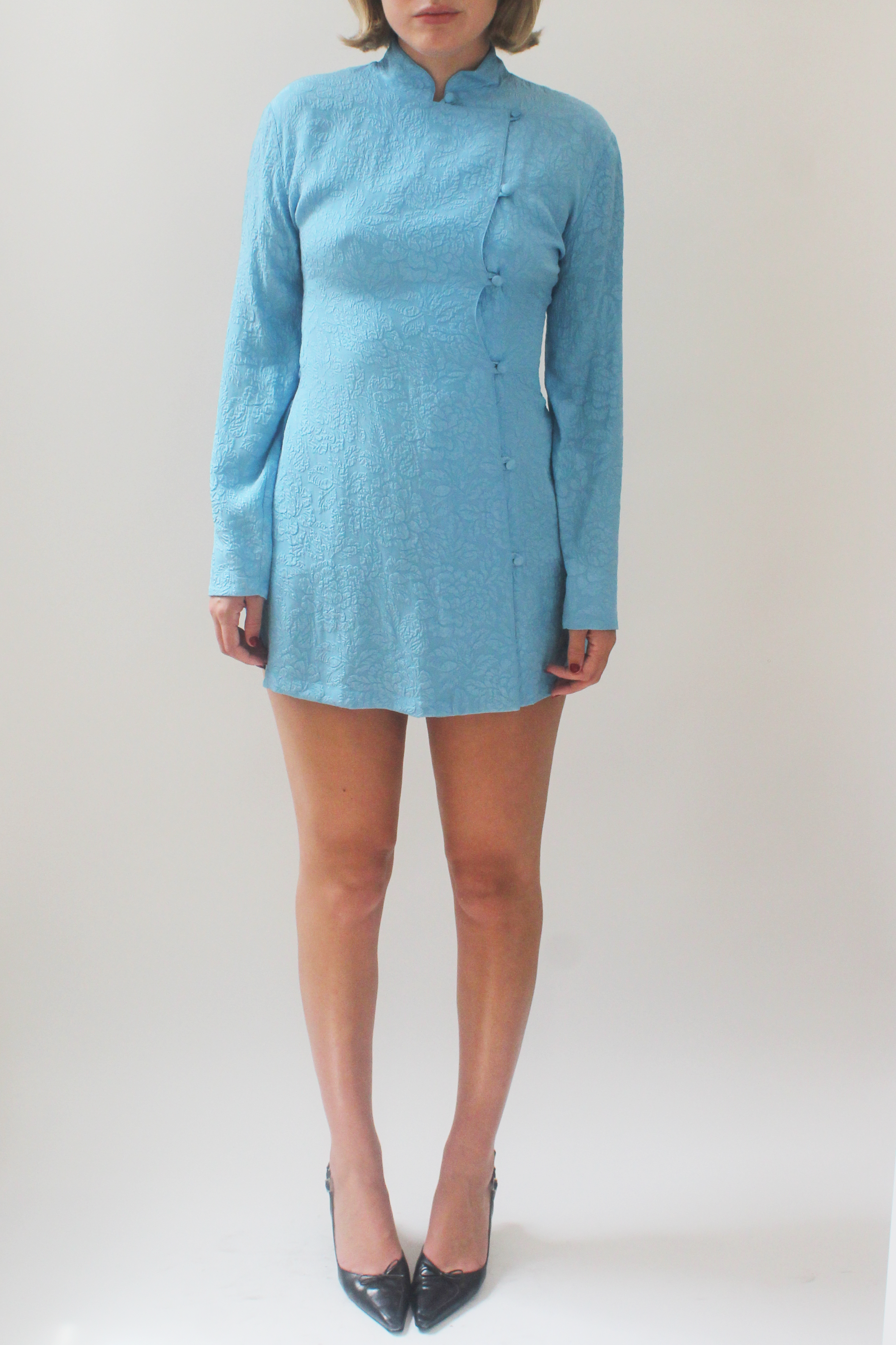 Blue Asian inspired button up dress/top