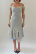 Blue paisley silk dress