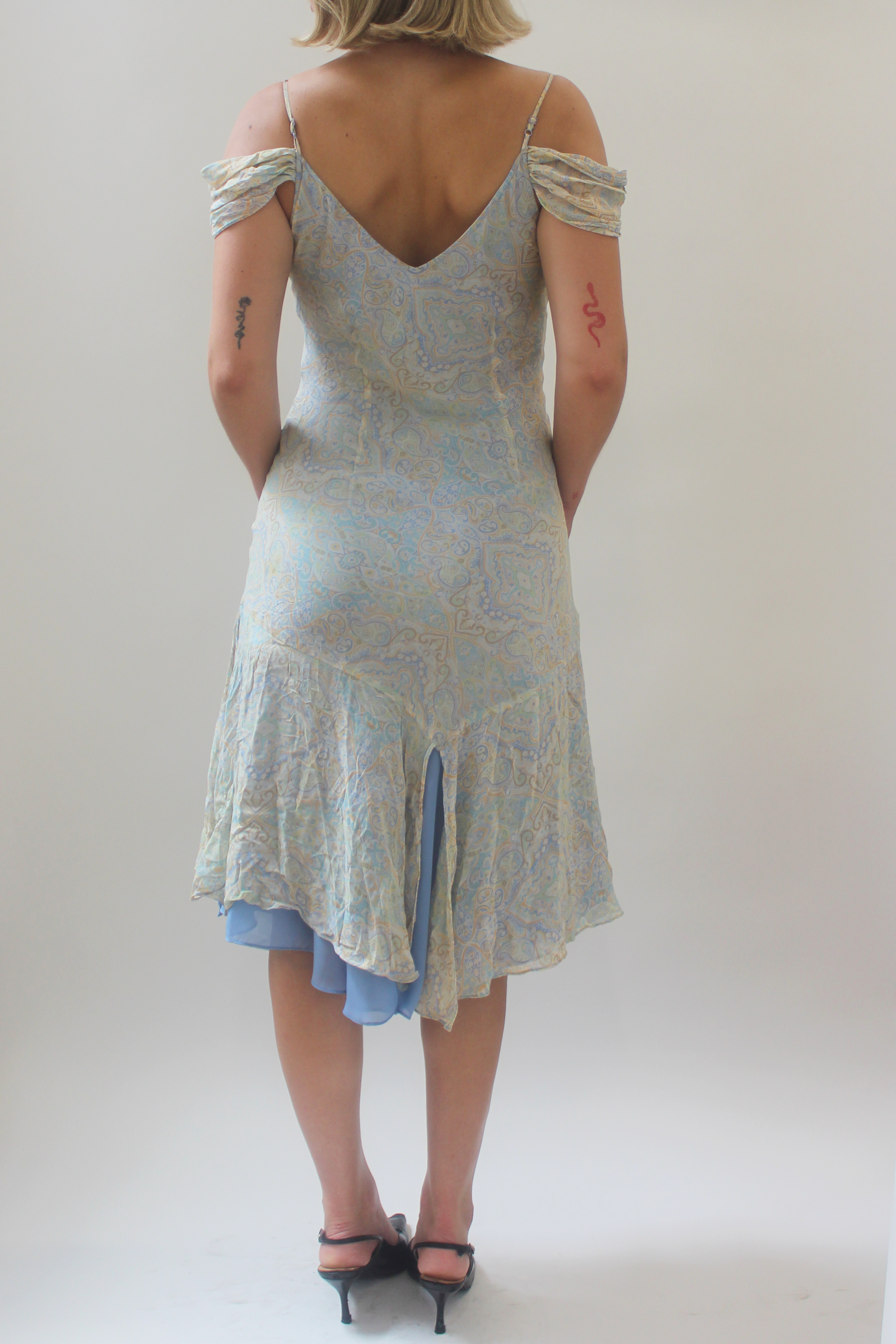 Blue paisley silk dress