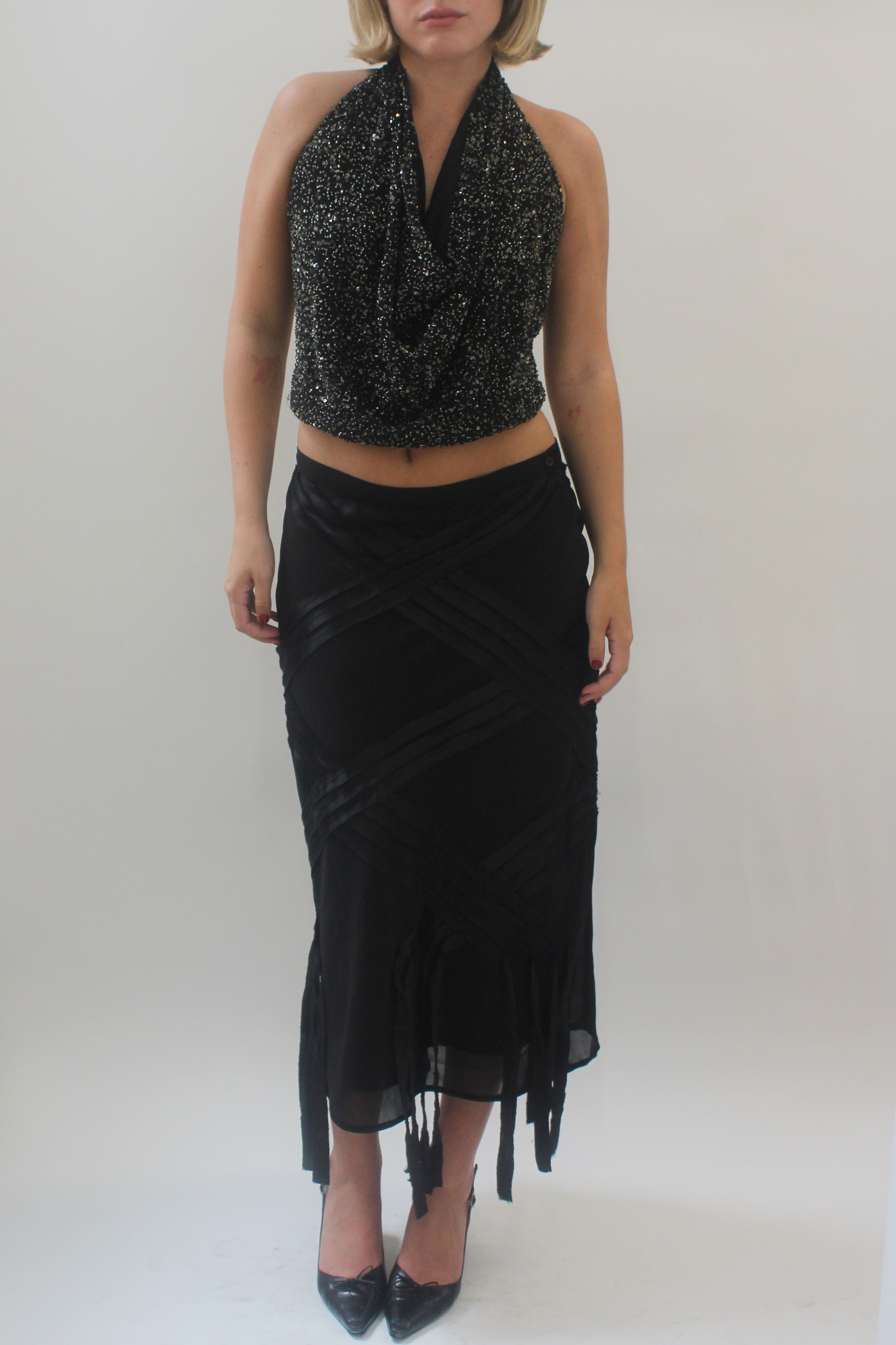 Black fringe skirt