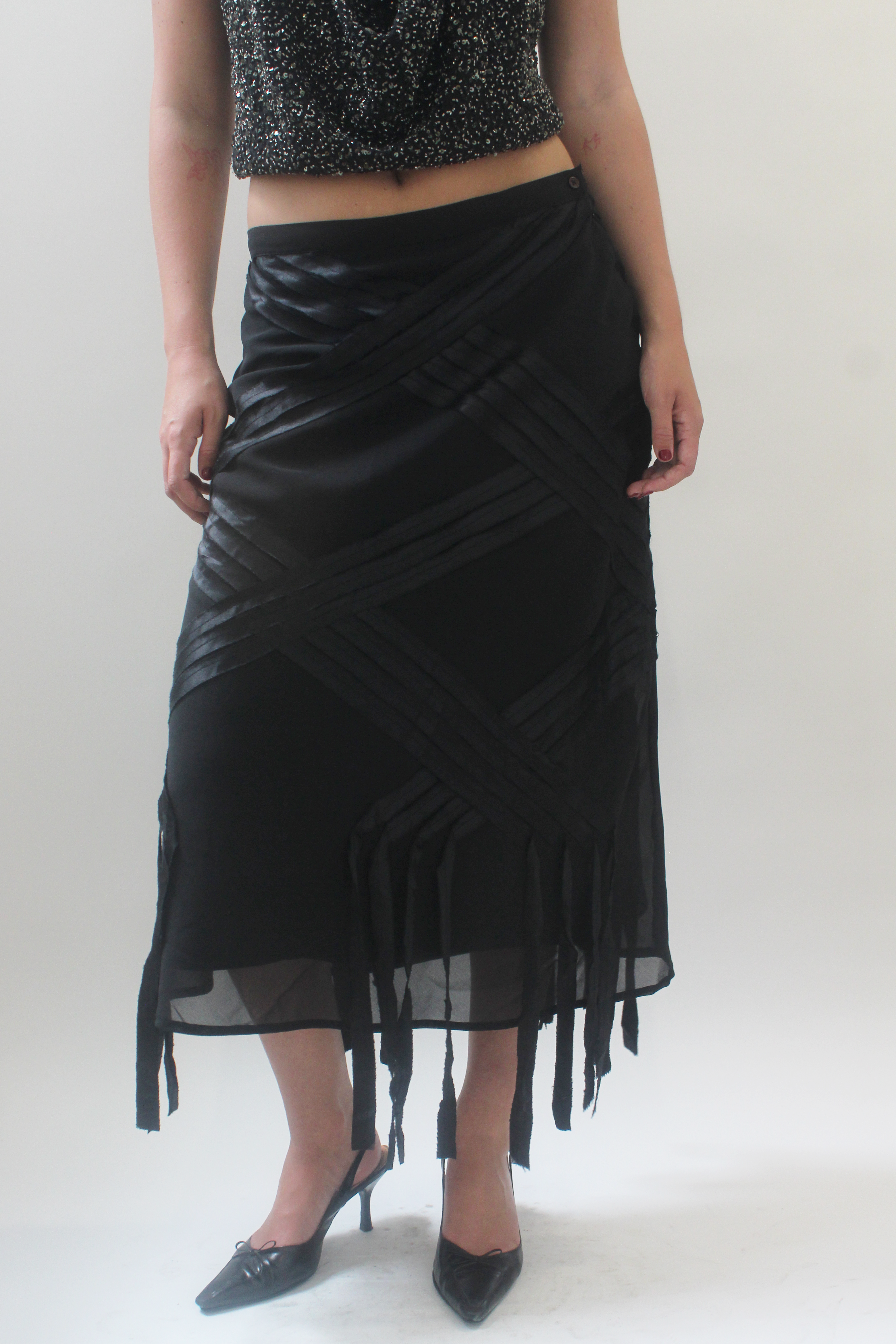 Black fringe skirt