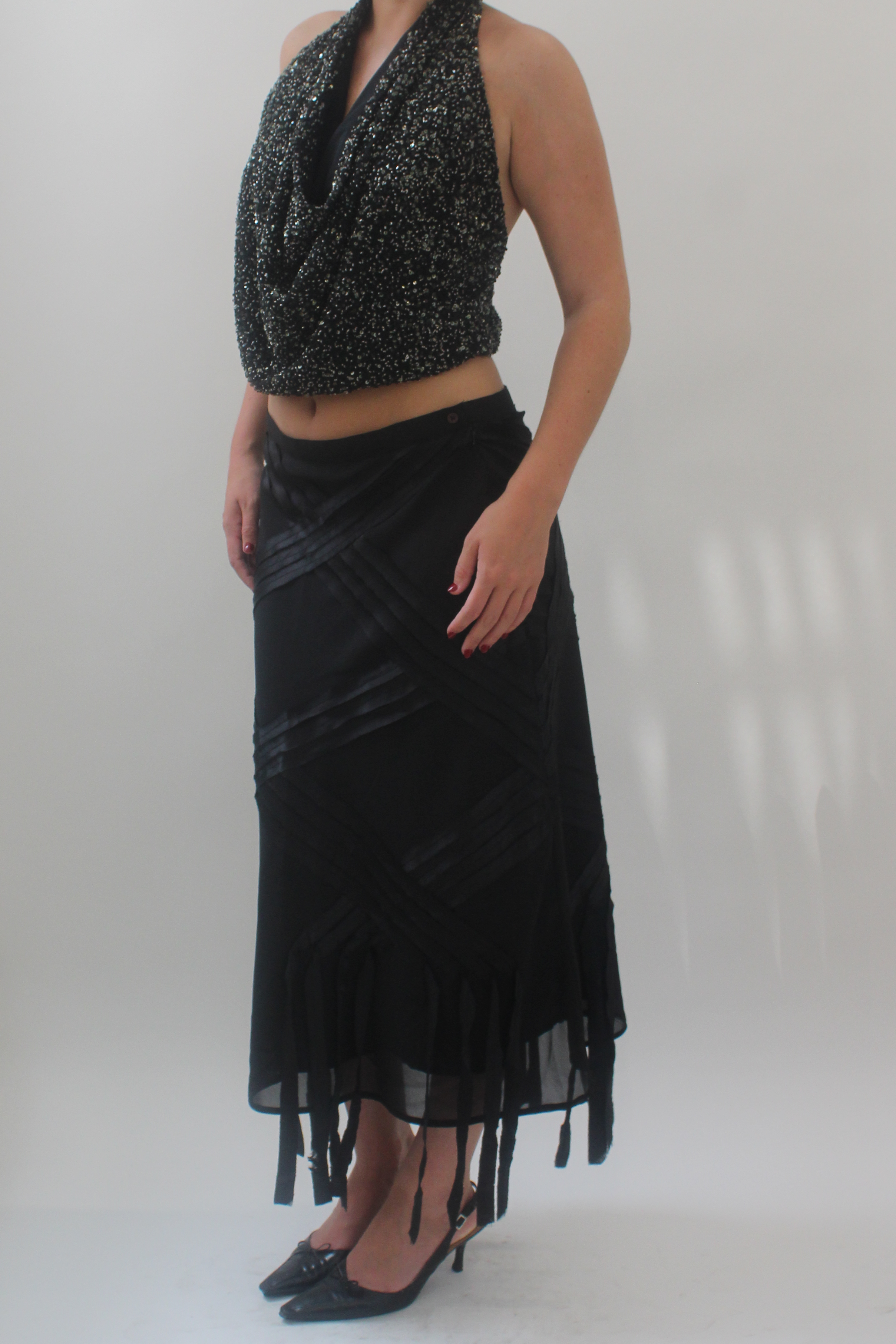 Black fringe skirt