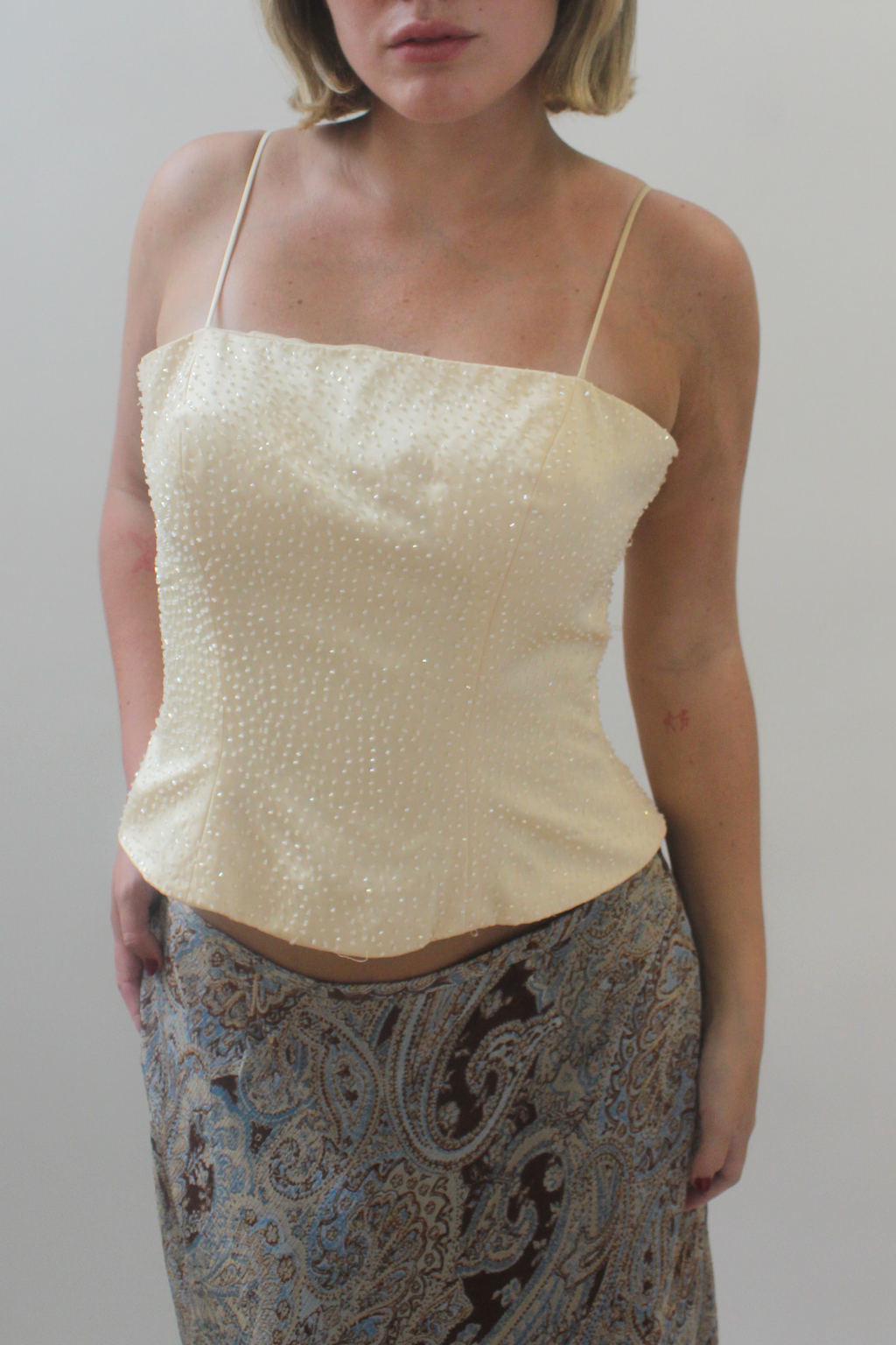 butter yellow beaded corset