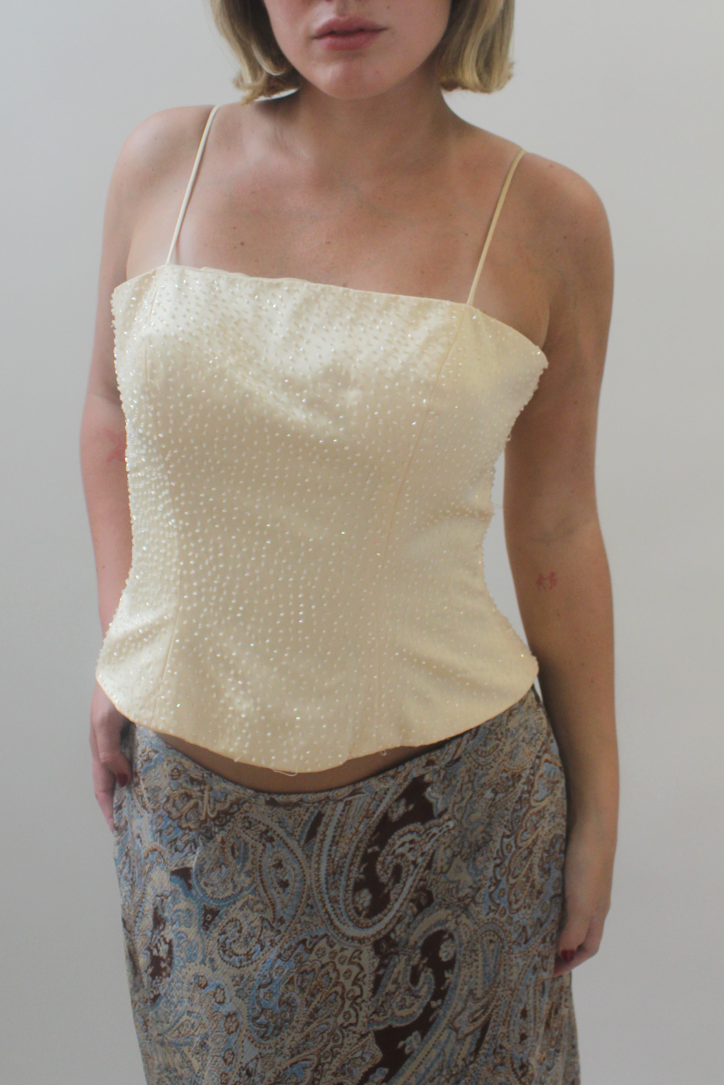 butter yellow beaded corset