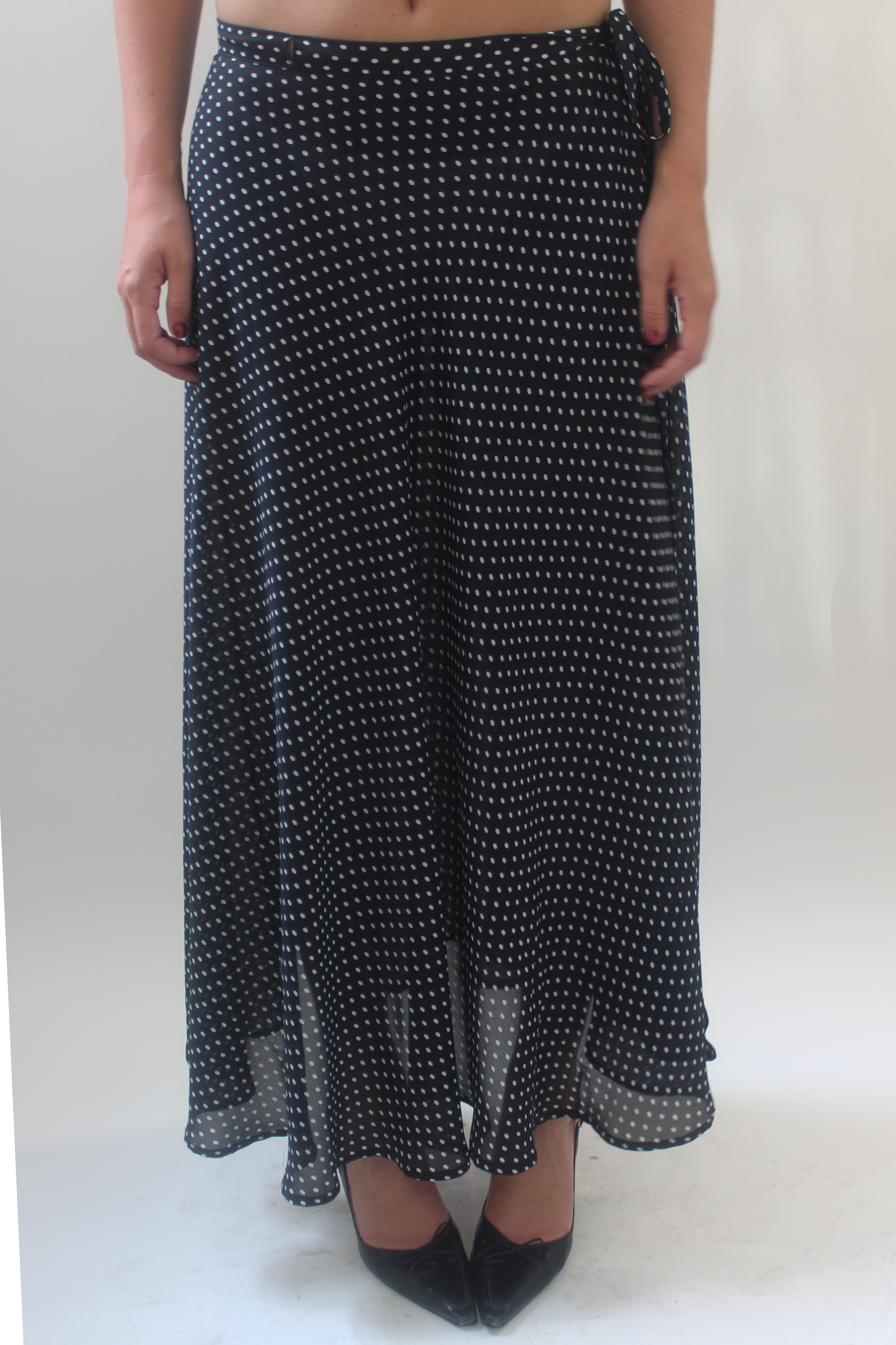 Polka dot maxi wrap skirt