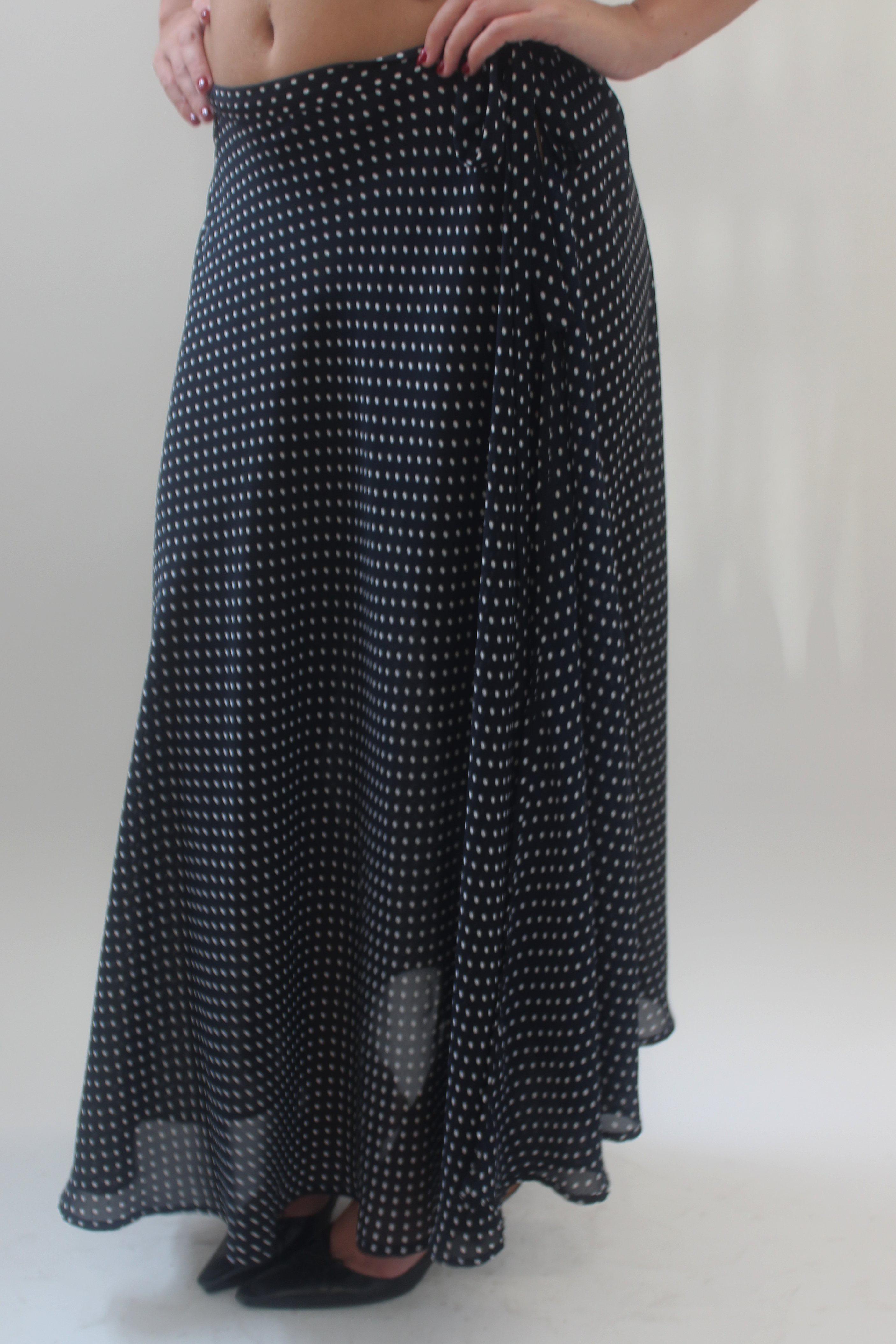 Polka dot maxi wrap skirt