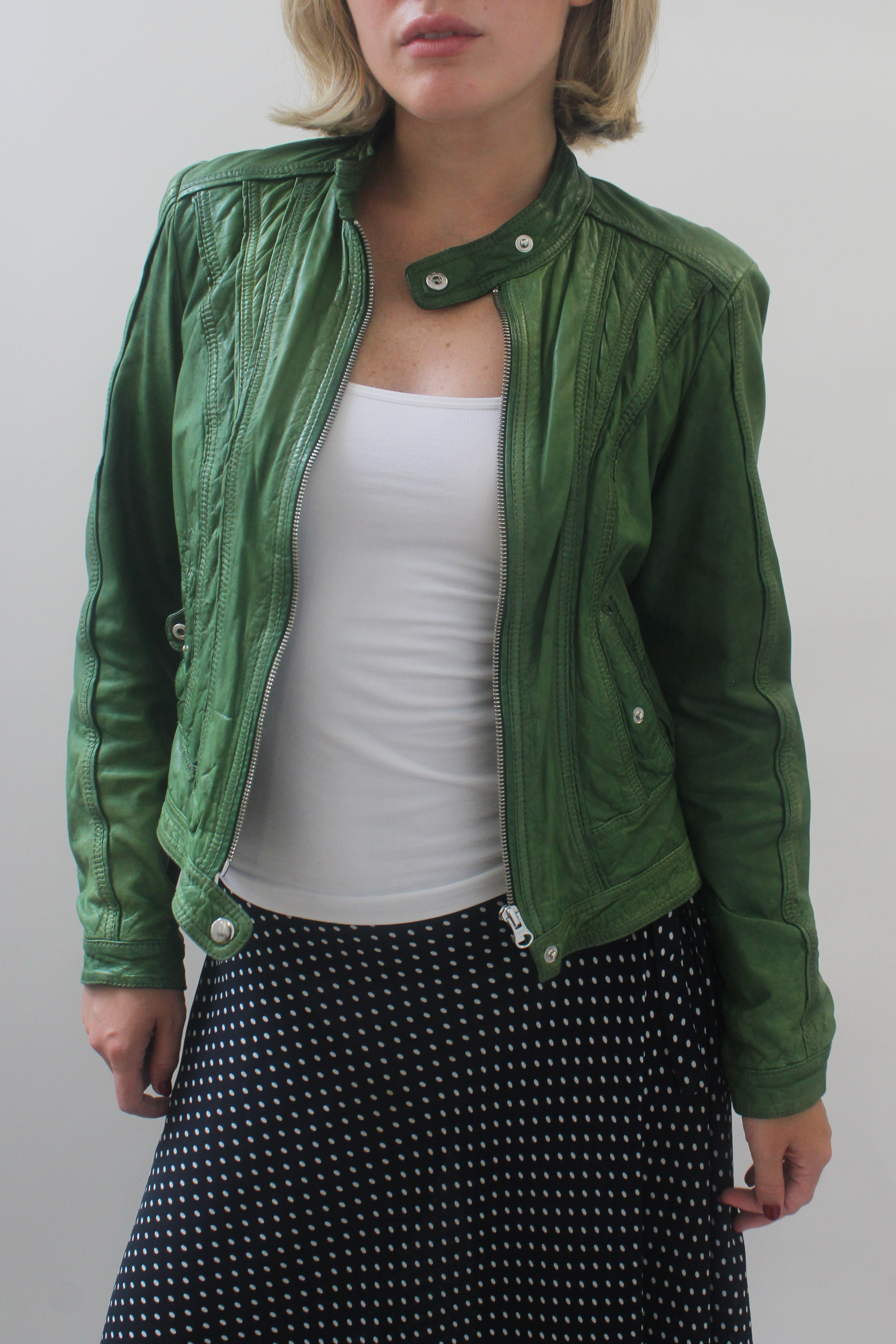 Rock n’ blue green leather jacket