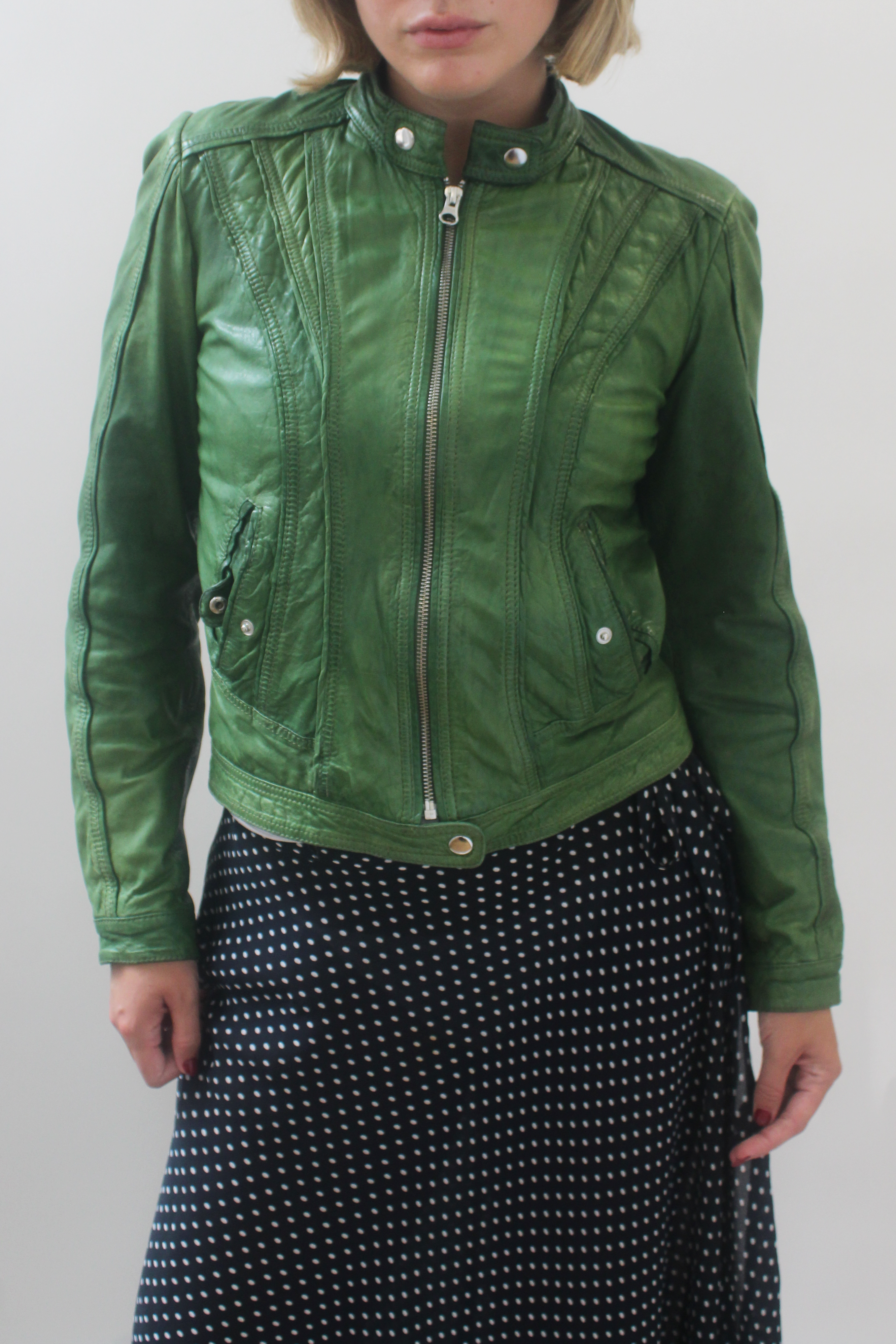 Rock n’ blue green leather jacket