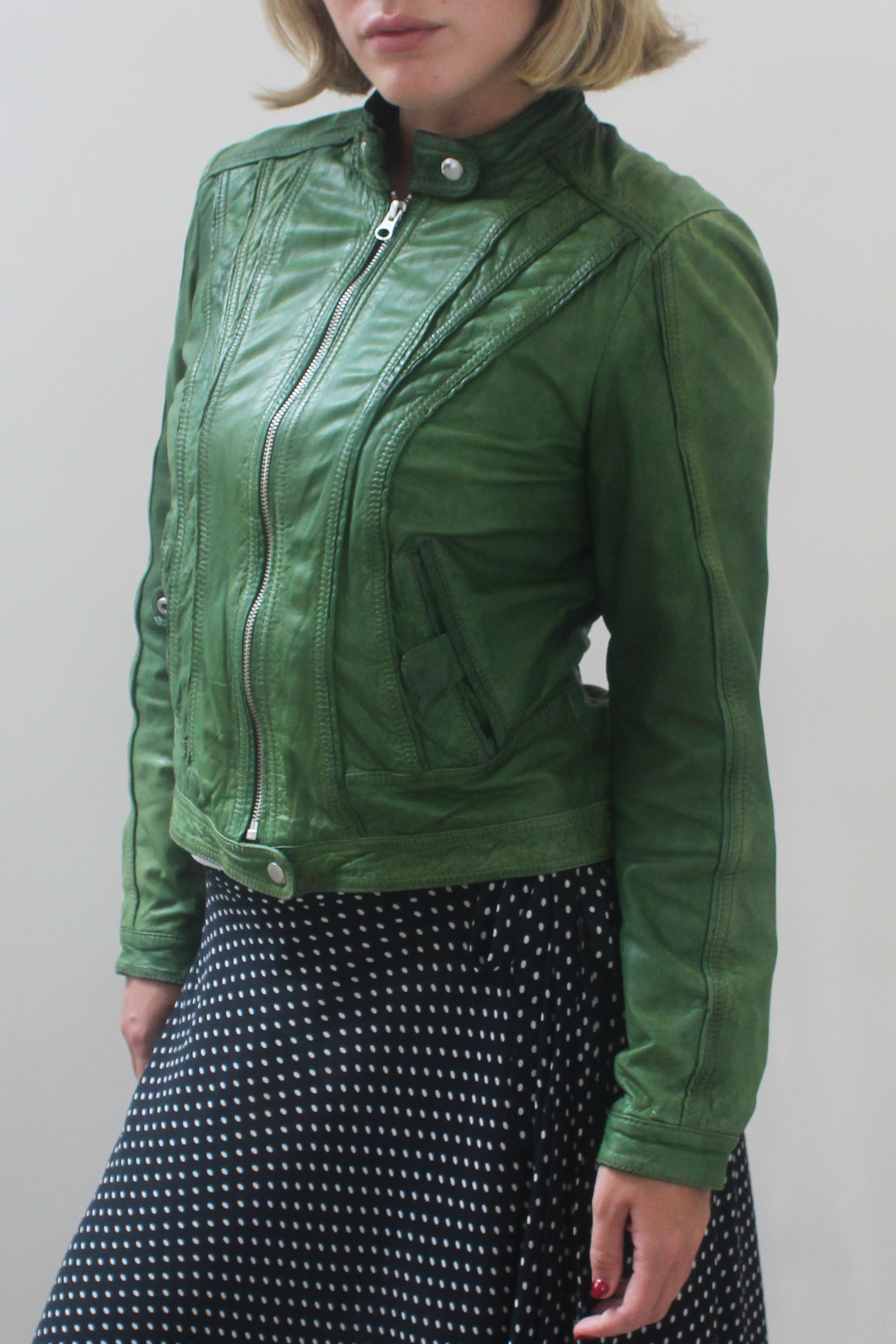 Rock n’ blue green leather jacket